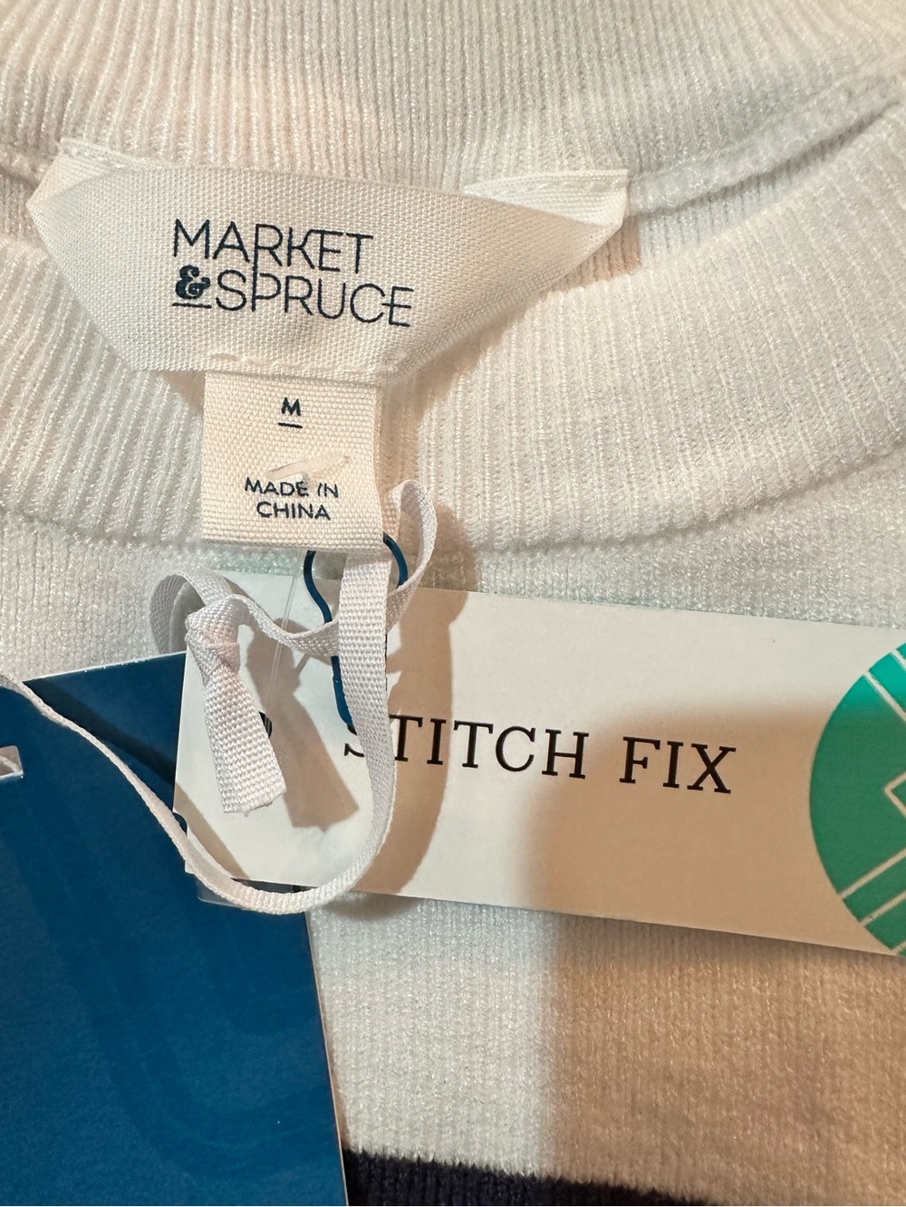 MARKET & SPRUCE Vera AlwaysSoft Sweater Tee - White With Navy Stripes - M - Picture 2 of 5